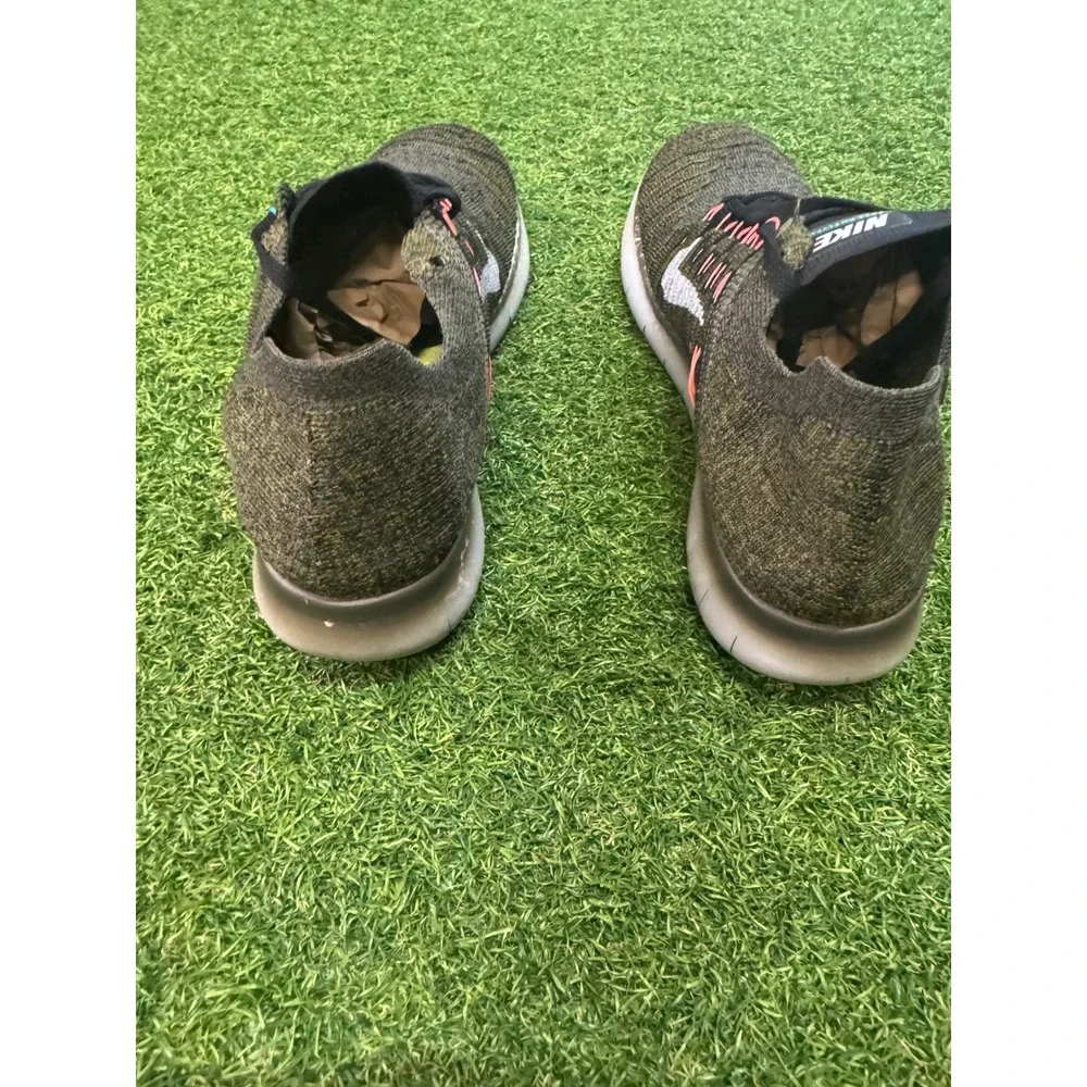 Nike Free RN Flyknit Olive Green Black Running‎ Shoes Mens 8.5 Womens 10